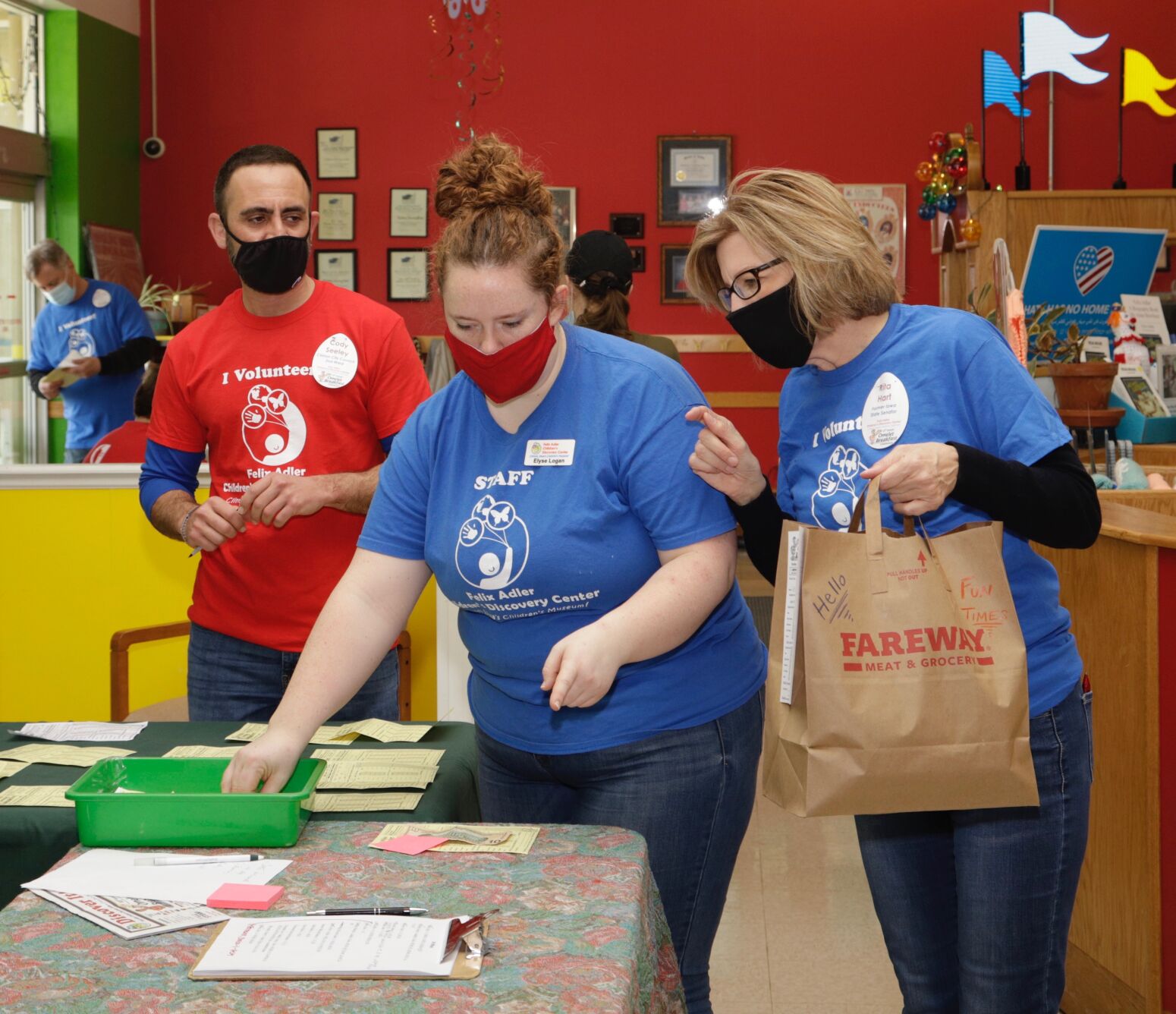 Discovery Center omelet breakfast, Councilman Cody Seeley, Elyse Logan, former Iowa State Senator Rita Hart